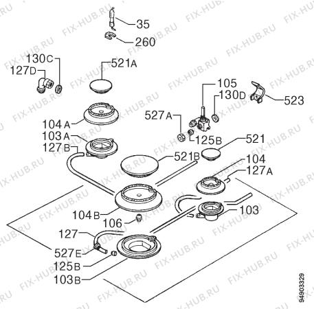 Взрыв-схема плиты (духовки) Zanussi ZXL635IX - Схема узла Functional parts 267